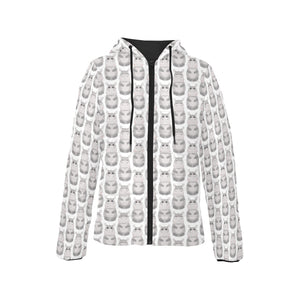 Hippopotamus Pattern Print Design 05 Women's Padded Hooded Jacket
