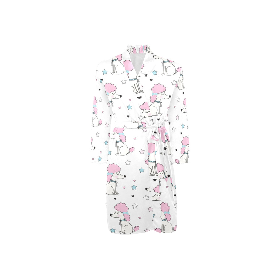 Cute poodle dog star pattern Men's Long Sleeve Belted Night Robe