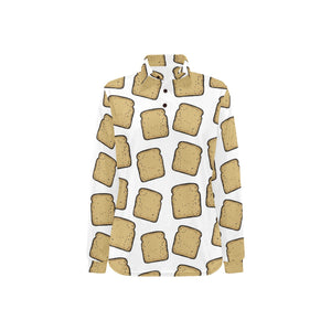Bread Toast Pattern Print Design 03 Women's Long Sleeve Polo Shirt