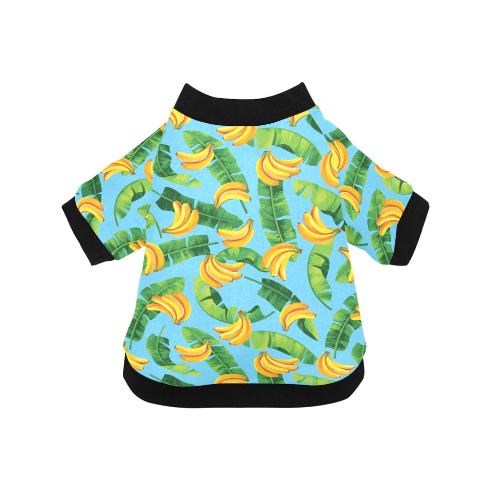 banana leaves banana design pattern All Over Print Pet Dog Round Neck Fuzzy Shirt