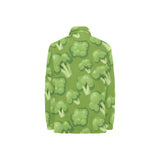 Broccoli pattern green background Women's Long Sleeve Polo Shirt