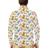 Teddy Bear Pattern Print Design 01 Men's Long Sleeve Polo Shirt
