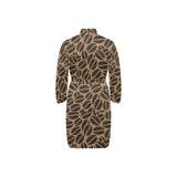 Coffee bean on brown background Men's Long Sleeve Belted Night Robe