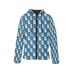 Golden Retriever Pattern Print Design 03 Women's Padded Hooded Jacket