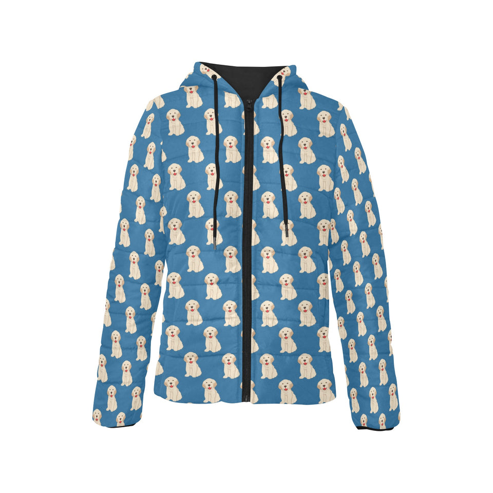 Golden Retriever Pattern Print Design 03 Women's Padded Hooded Jacket