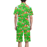 Clown Fish Pattern Print Design 01 Men's V-Neck Short Pajama Set