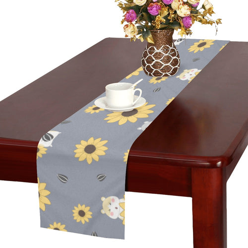 Cute hamster sunflower pattern background Table Runner