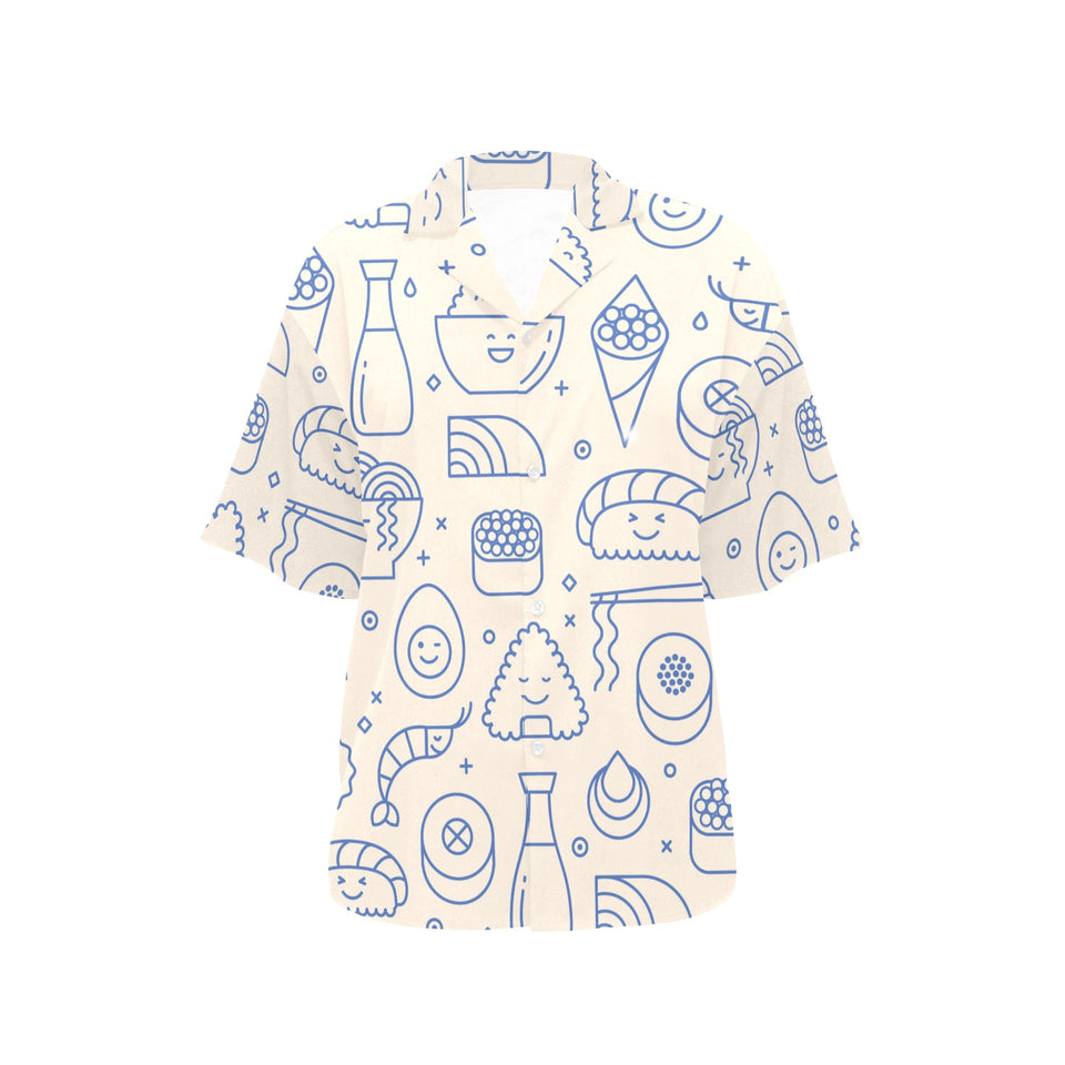 Cute sushi icon pattern Women's All Over Print Hawaiian Shirt