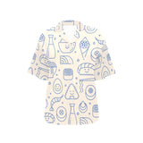 Cute sushi icon pattern Women's All Over Print Hawaiian Shirt