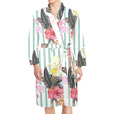 Colorful orchid flower pattern Men's Long Sleeve Belted Night Robe