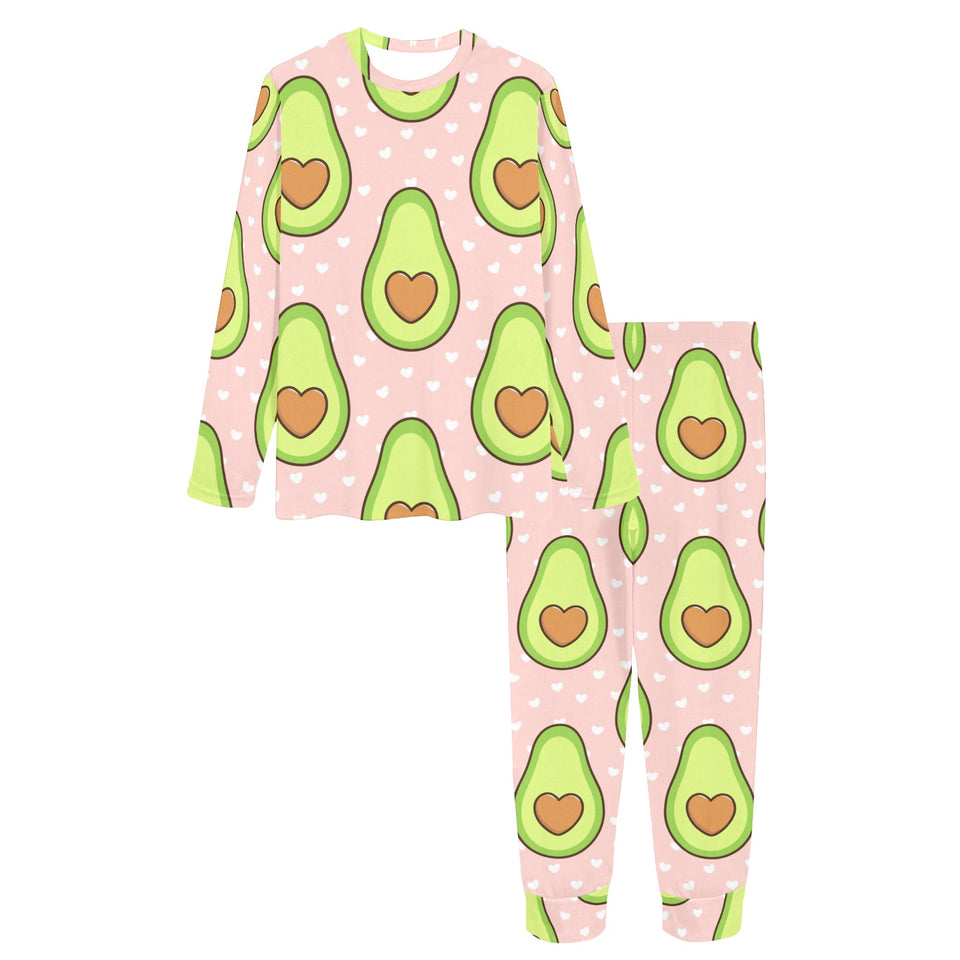 Avocado heart pink background Women's All Over Print Pajama Set