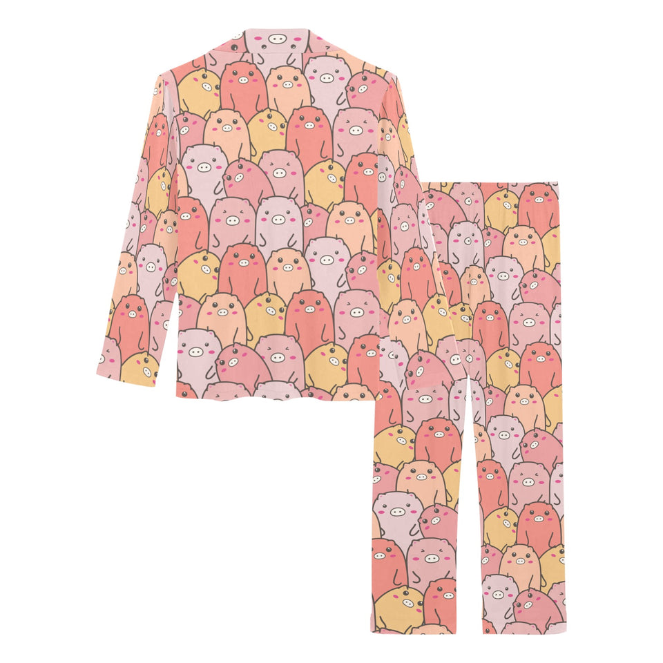 Pig Pattern Print Design 04 Women's Long Pajama Set