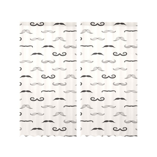 Mustache Beard Pattern Print Design 05 Gauze Curtain