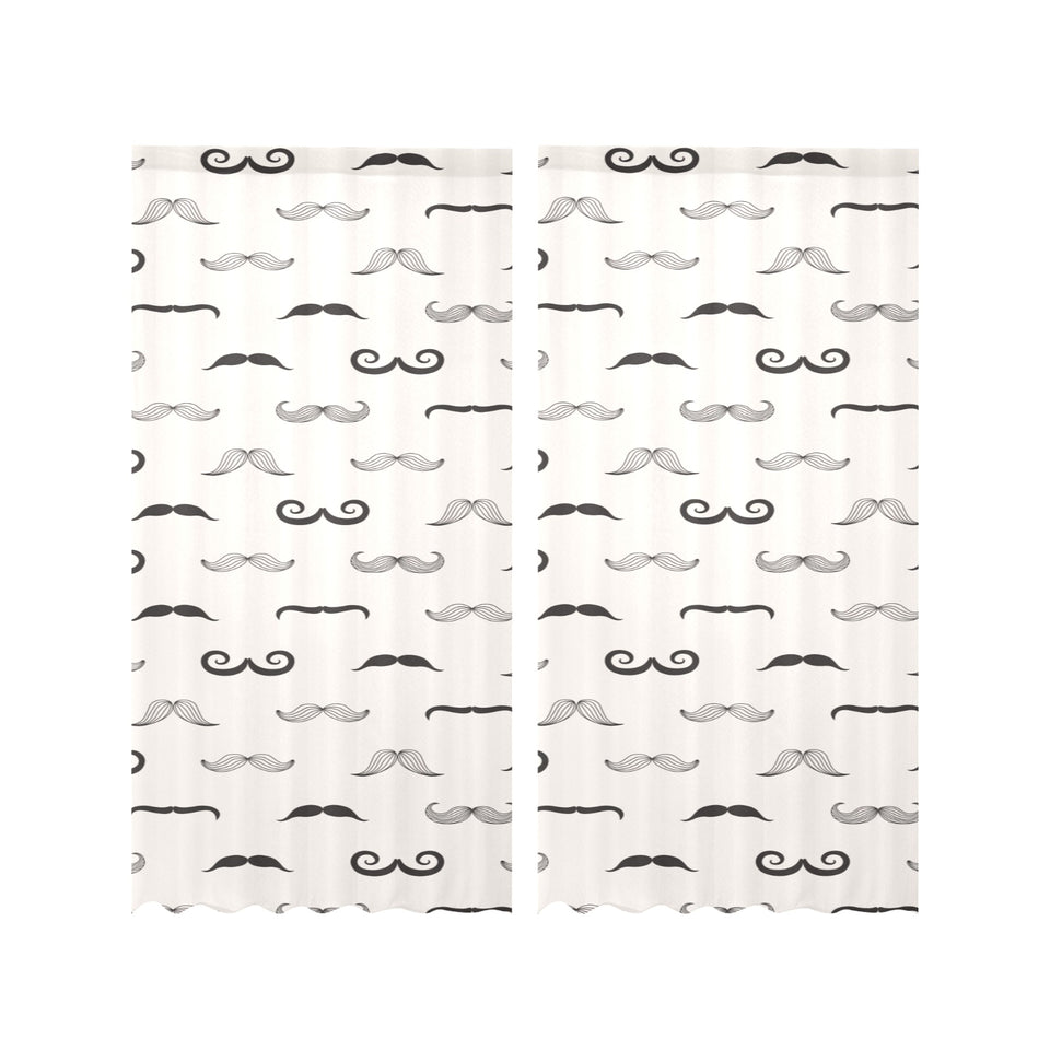 Mustache Beard Pattern Print Design 05 Gauze Curtain