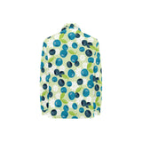 blueberry flower pattern Women's Long Sleeve Polo Shirt