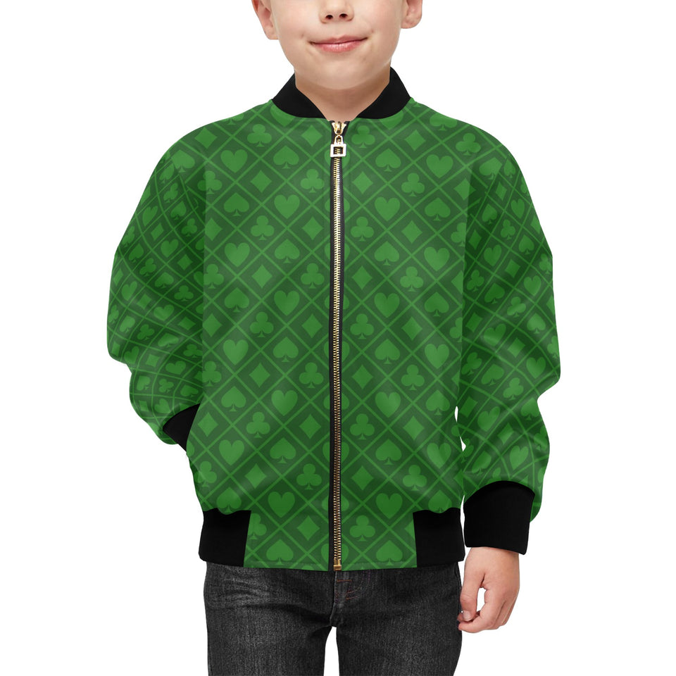 Casino Cards Suits Pattern Print Design 04 Kids' Boys' Girls' Bomber Jacket