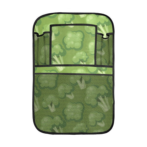 Broccoli pattern green background Car Seat Back Organizer