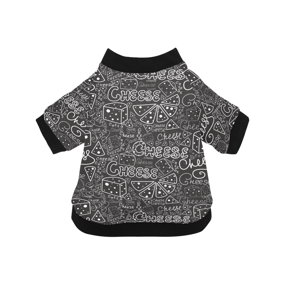 Handwritten cheese pattern All Over Print Pet Dog Round Neck Fuzzy Shirt