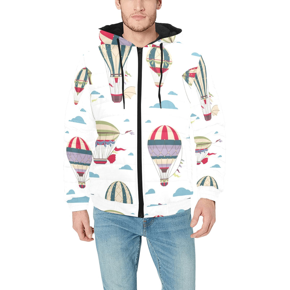 Hot air balloon pattern Men's Padded Hooded Jacket