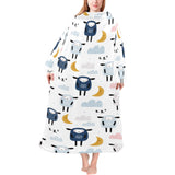 Cute sleeping sheep moon cloud pattern Blanket Robe with Sleeves