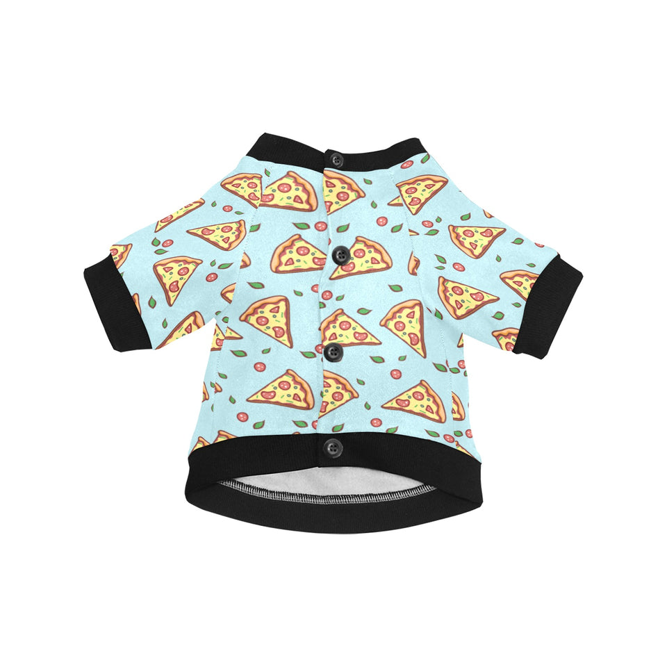 Hand drawn pizza blue background All Over Print Pet Dog Round Neck Fuzzy Shirt