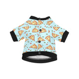 Hand drawn pizza blue background All Over Print Pet Dog Round Neck Fuzzy Shirt