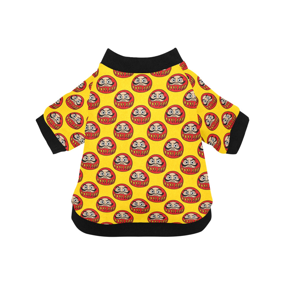 Daruma japanese wooden doll yellow background All Over Print Pet Dog Round Neck Fuzzy Shirt