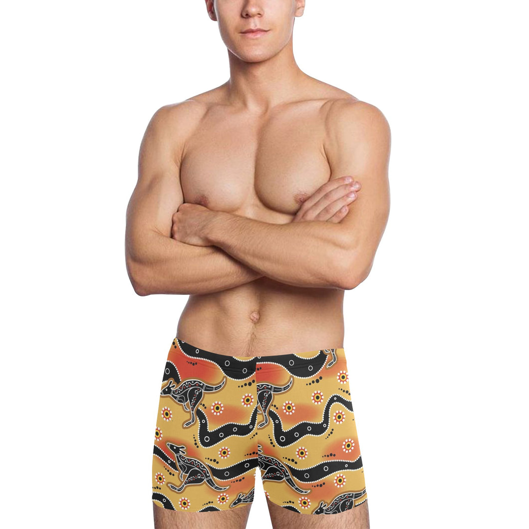 Kangaroo Australian aboriginal art pattern Men's Swimming Trunks