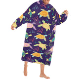 Colorful sea turtle pattern Blanket Robe with Sleeves