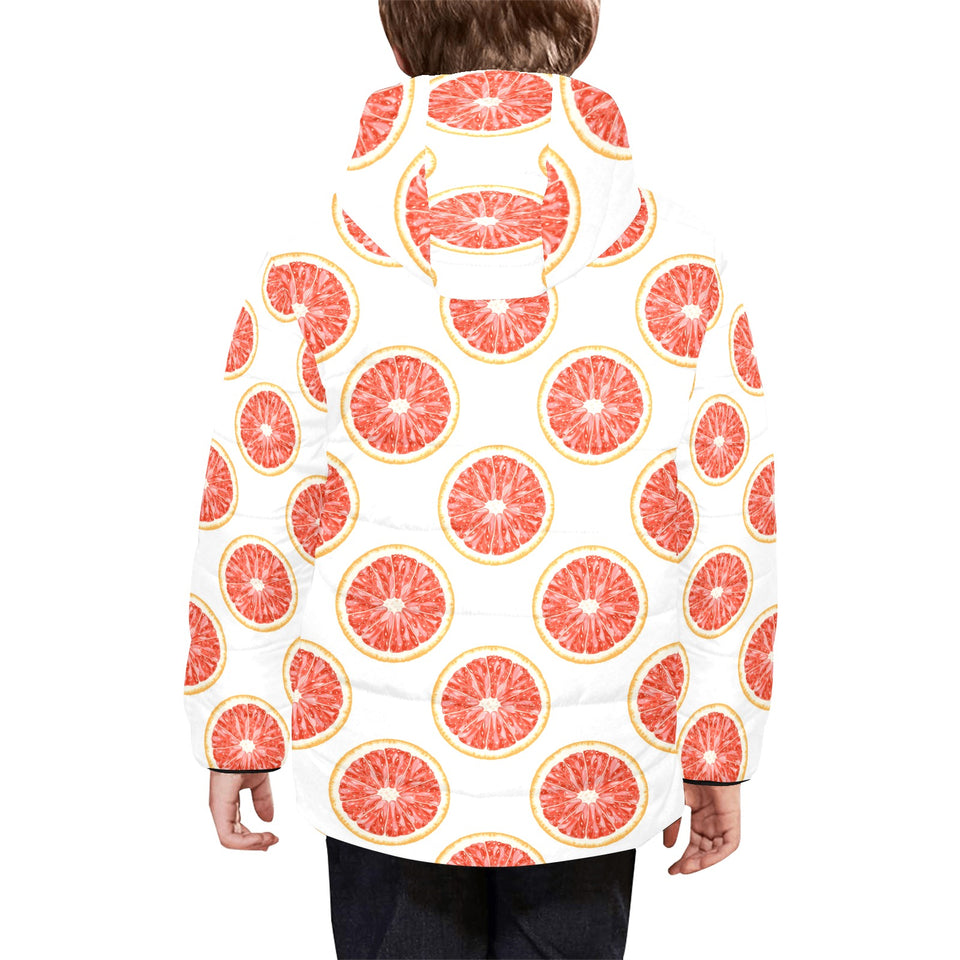 Grapefruit pattern Kids' Boys' Girls' Padded Hooded Jacket