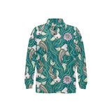 Koi Fish Carp Fish lotus pattern Men's Long Sleeve Polo Shirt