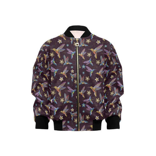 Hummingbird Pattern Print Design 04 Kids' Boys' Girls' Bomber Jacket