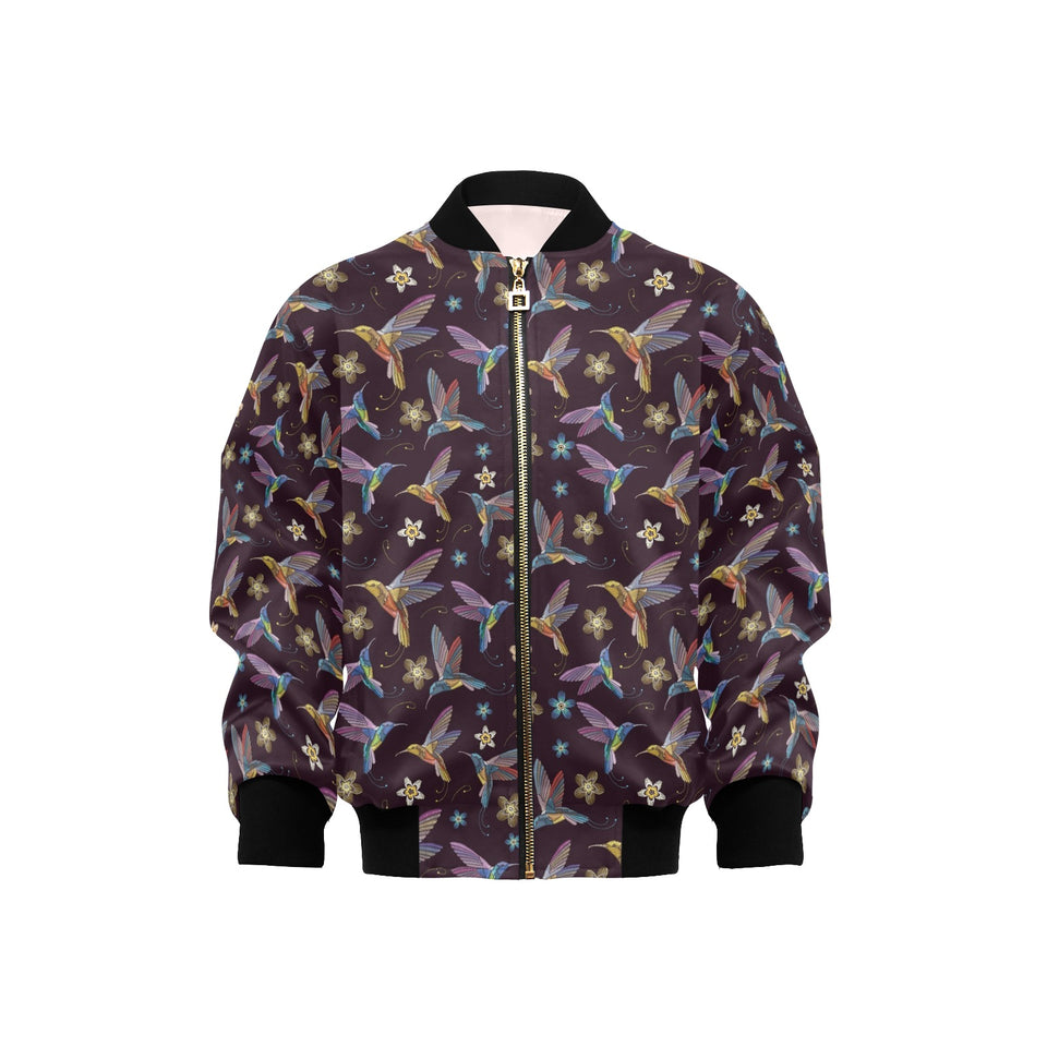 Hummingbird Pattern Print Design 04 Kids' Boys' Girls' Bomber Jacket