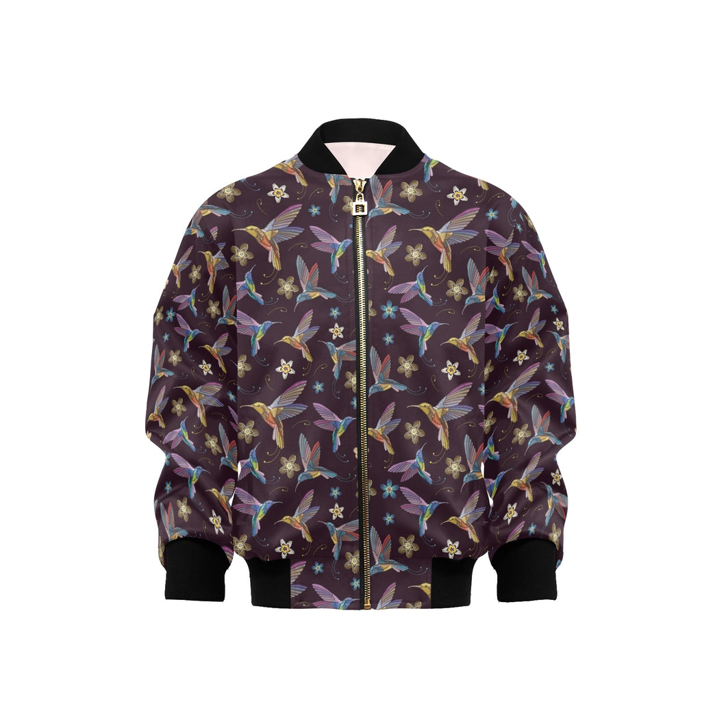 Hummingbird Pattern Print Design 04 Kids' Boys' Girls' Bomber Jacket