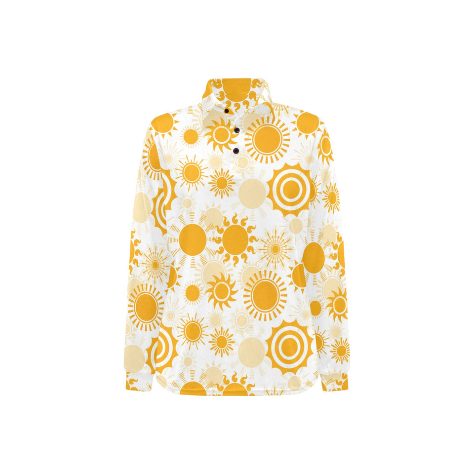 Sun design pattern Women's Long Sleeve Polo Shirt