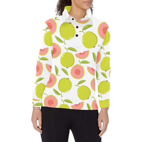 Guava pattern Women's Long Sleeve Polo Shirt