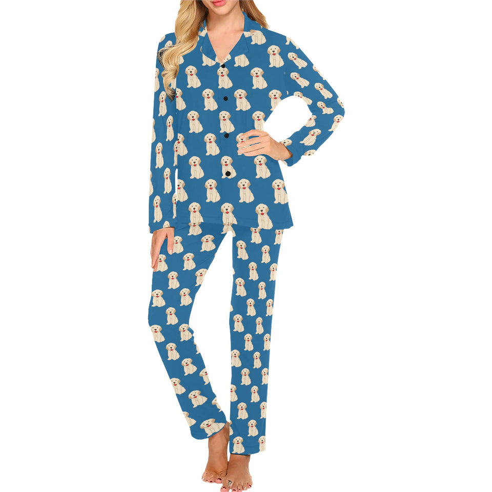 Golden Retriever Pattern Print Design 03 Women's Long Pajama Set