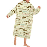 Mustache Beard Pattern Print Design 01 Blanket Robe with Sleeves