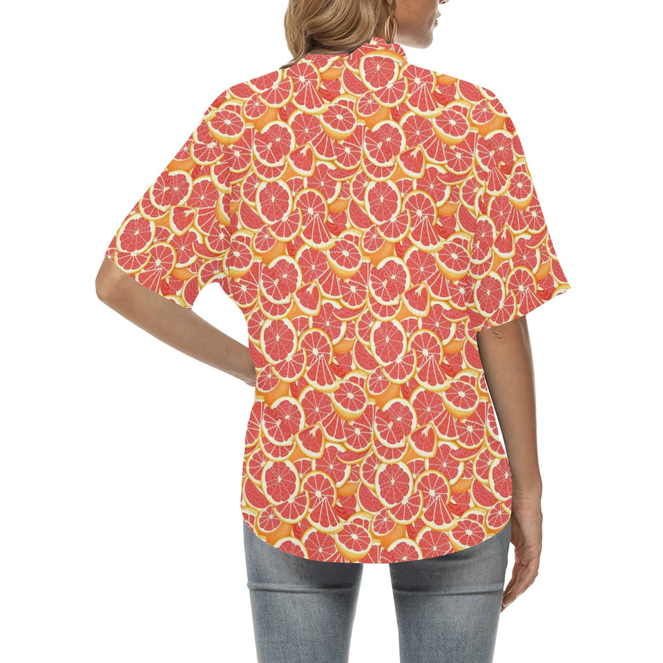 Tropical grapefruit pattern Women's All Over Print Hawaiian Shirt