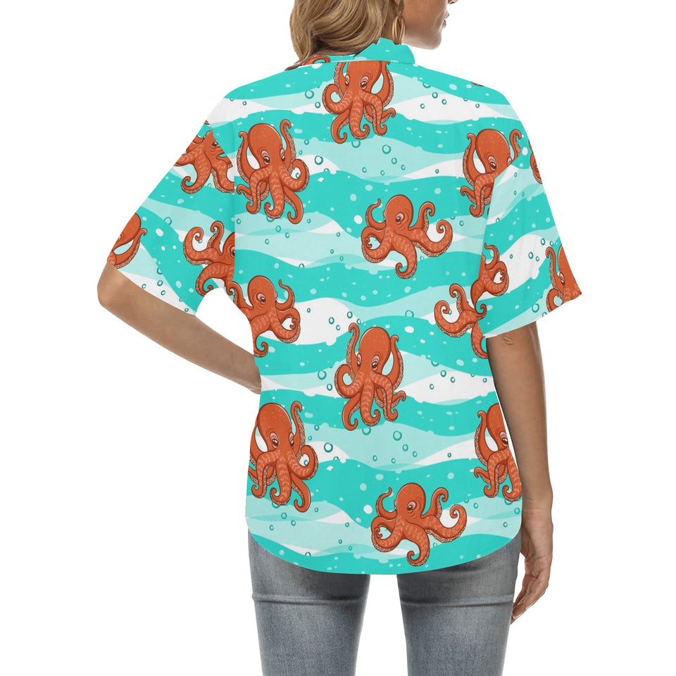 Octopus winter hat garland Fish candy Seaweed Cora Women's All Over Print Hawaiian Shirt