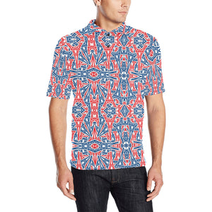 Blue Red Eiffel Tower Pattern Print Design 02 Men's All Over Print Polo Shirt