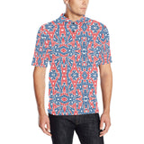 Blue Red Eiffel Tower Pattern Print Design 02 Men's All Over Print Polo Shirt