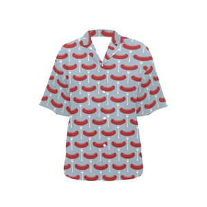 Sausage Pattern Print Design 02 Women's All Over Print Hawaiian Shirt