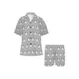 Bull Terrier Pattern Print Design 05 Women's V-Neck Short Pajama Set