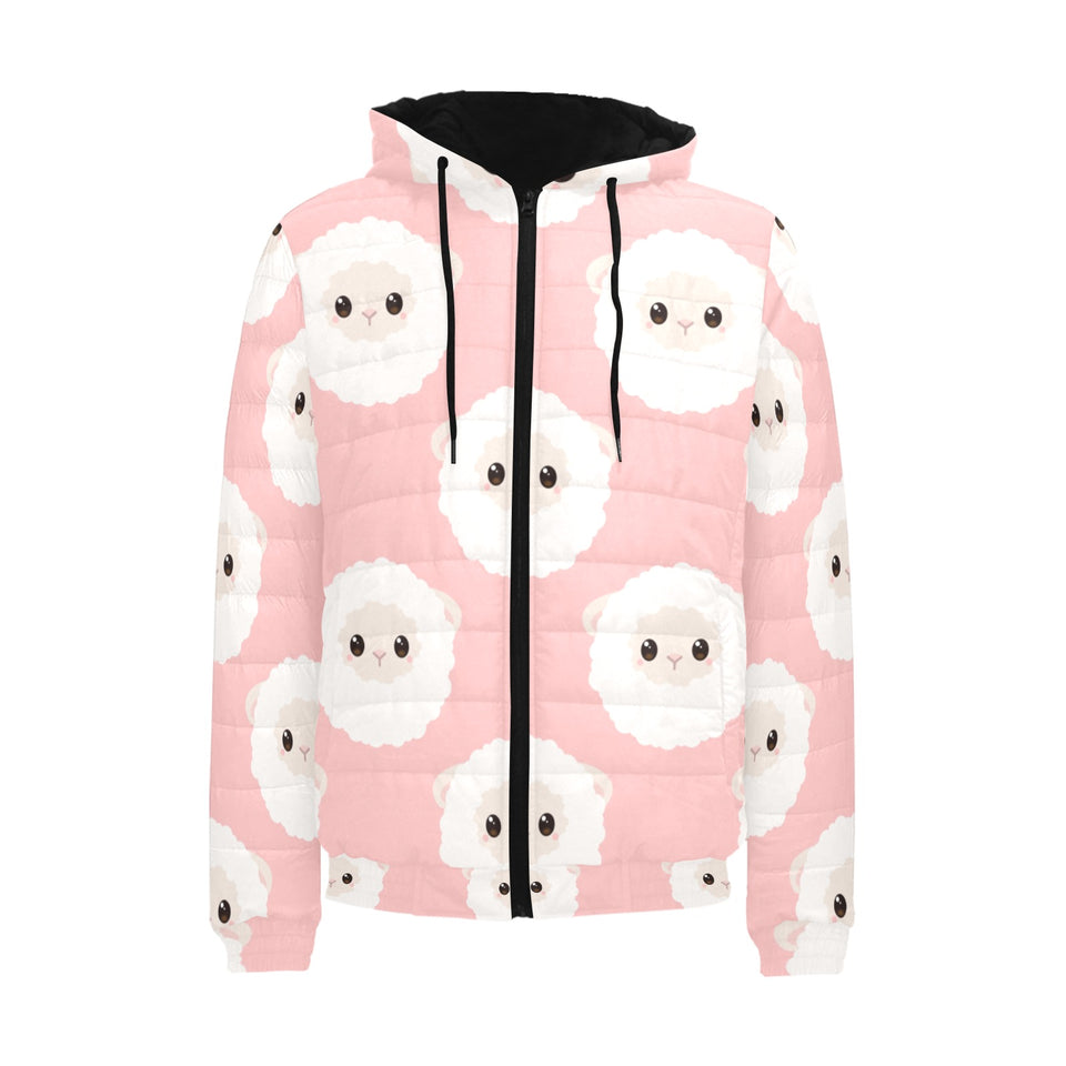Cute sheep pattern Men's Padded Hooded Jacket