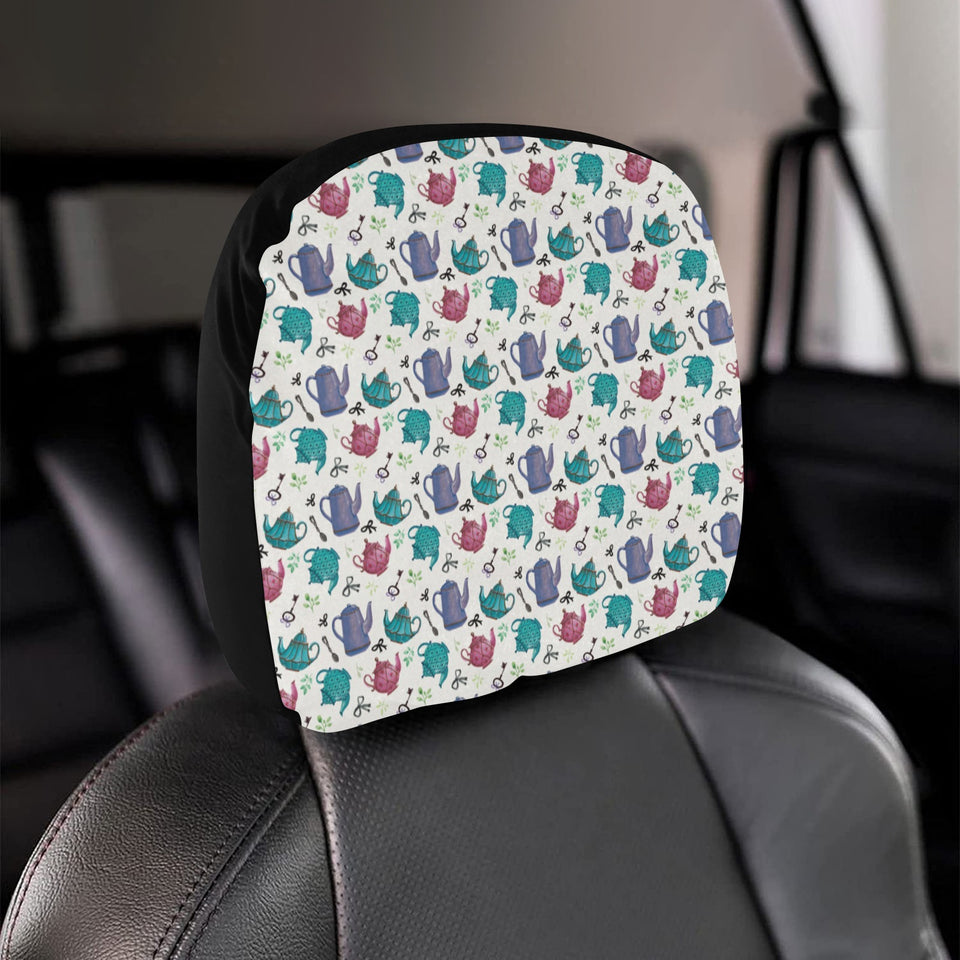 Tea pots Pattern Print Design 05 Car Headrest Cover