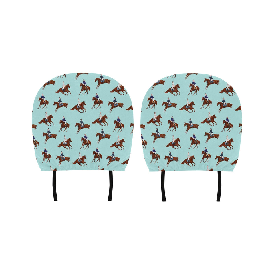 Horses running horses rider pattern Car Headrest Cover