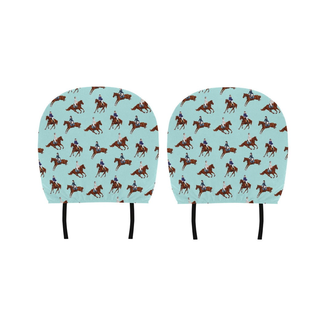 Horses running horses rider pattern Car Headrest Cover