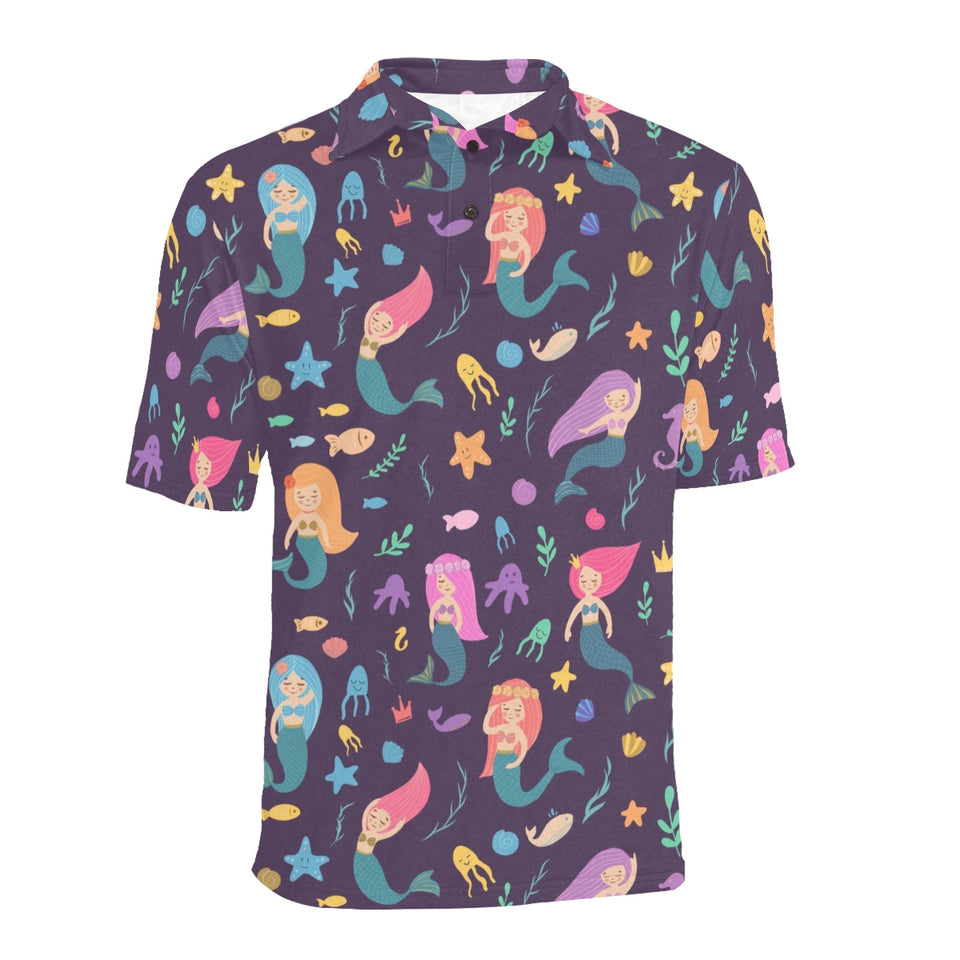 beautiful mermaid Fish jellyfish algae other marin Men's All Over Print Polo Shirt