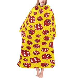 Dice Pattern Print Design 04 Blanket Robe with Sleeves